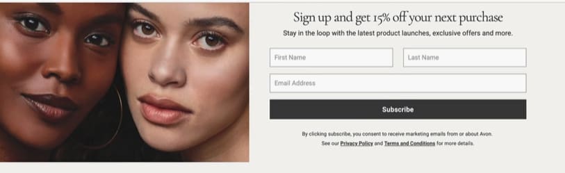 Two women with a subscription sign-up form.