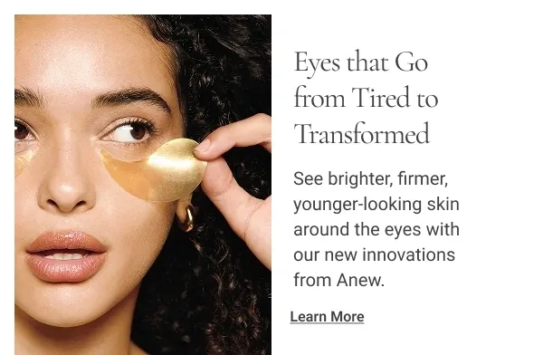 Woman applying under-eye patch.